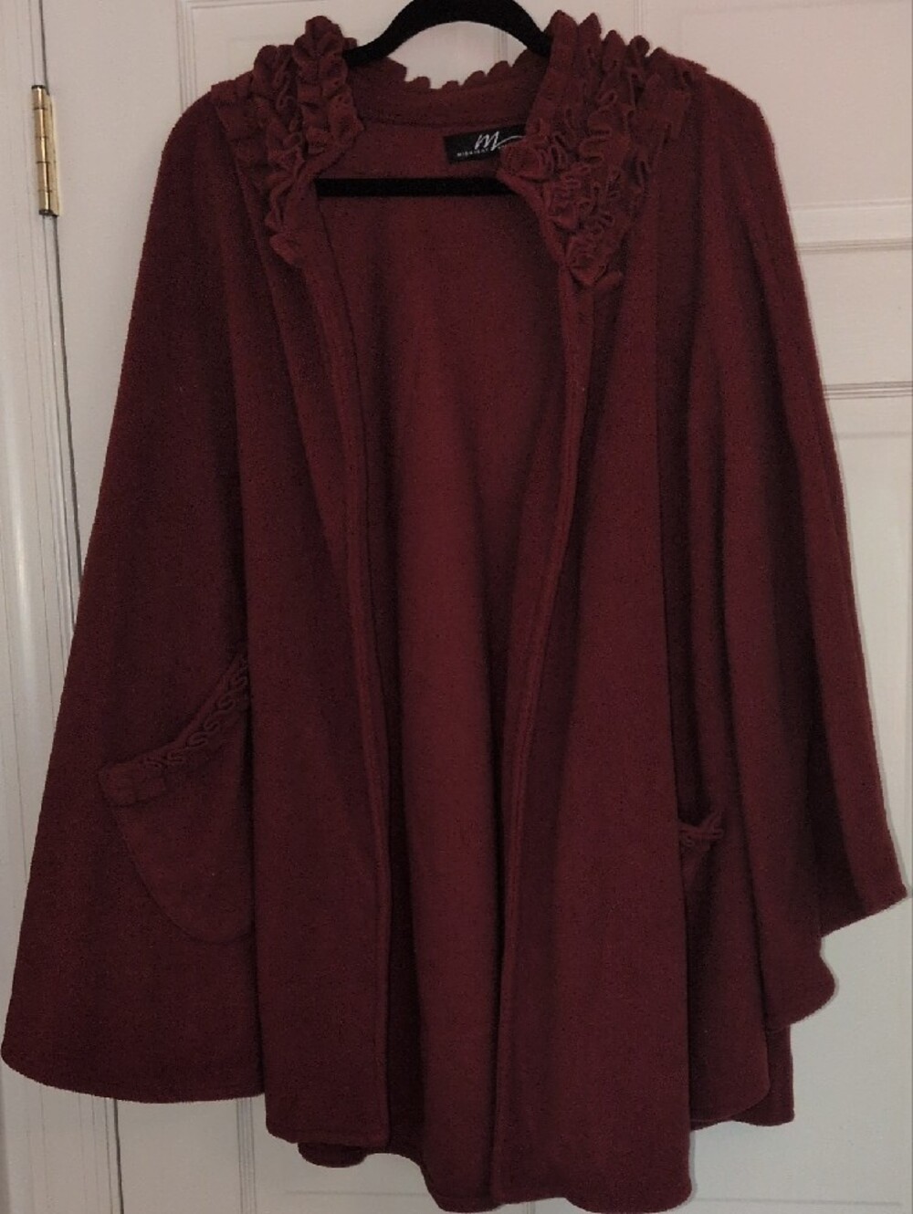 Midnight Velvet Red Ruffle-Trim Open Cardigan - Picture 5 of 7